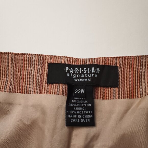 Parisian Signature Woman Silk Blend Pants Size 22W High Rise Tapered Leg Striped - Picture 5 of 9